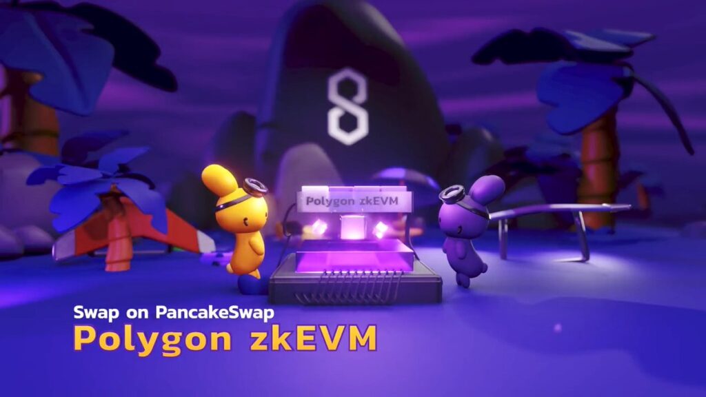 PancakeSwap logo with Polygon zkEVM logo