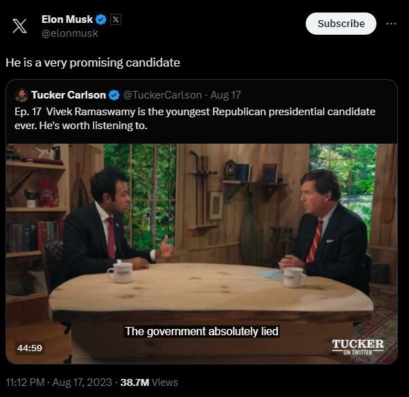 Elon Musk talking about tucker