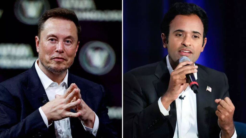 Elon Musk endorsing Vivek Ramaswamy, a young Republican presidential contender with pro-crypto views