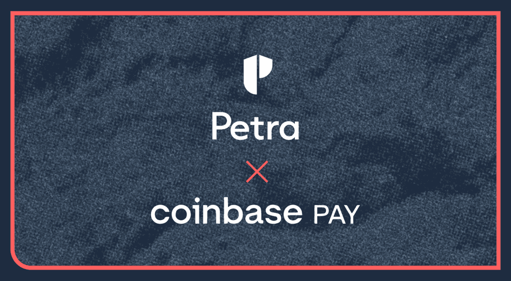 Petra and Coinbase logo juxtaposed, signifying their integration