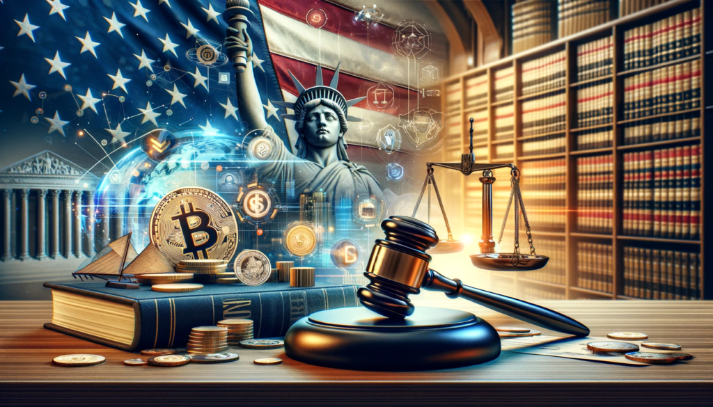 Image of a gavel and the U.S. flag symbolizing the ongoing legal proceedings against Binance's ex-CEO Changpeng Zhao