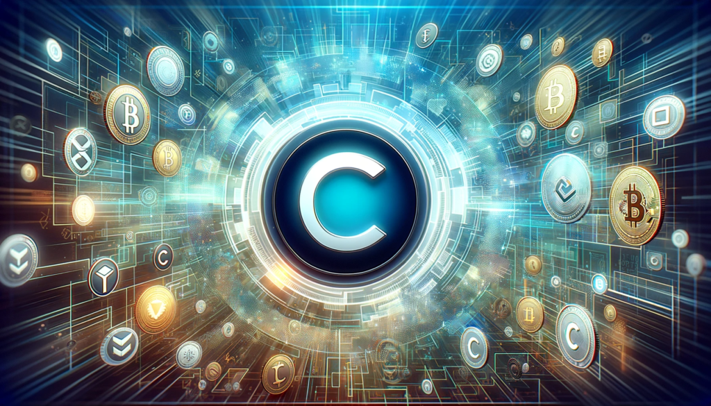 Circle Internet Financial Logo with a background of cryptocurrency symbols representing the diverse digital currency market