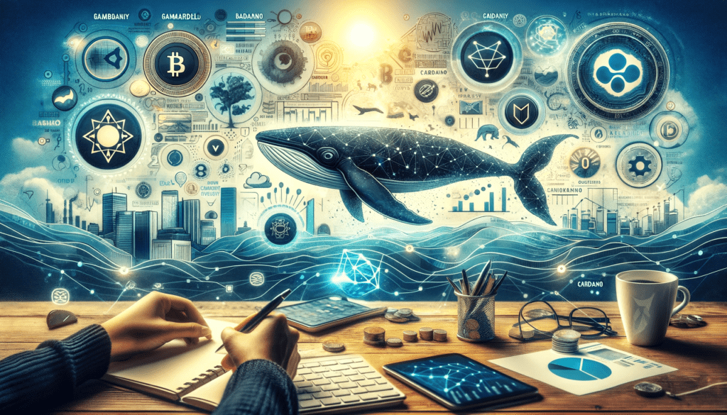 Image depicting symbols of Cardano and Ethereum, illustrating the evolution and impact of cryptocurrency as analyzed by ADA Whale