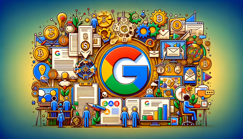 Illustration of Google's crypto advertising policy update and diverse crypto marketing approaches