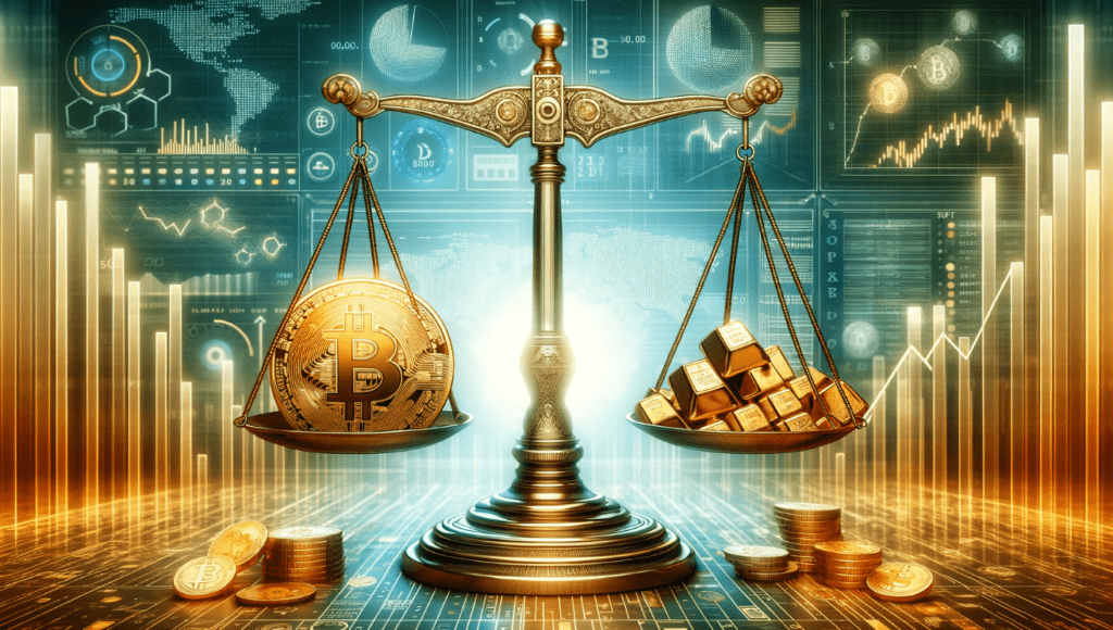 Graphic comparison of Bitcoin and gold showing the impact of Bitcoin's halving on its scarcity and value