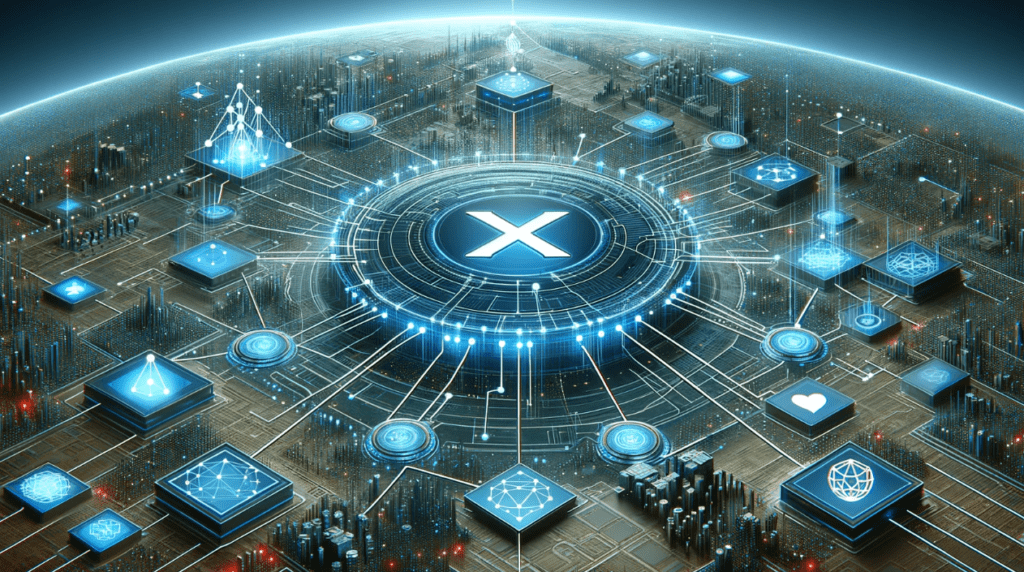 Graphic of OKX's X Layer network showcasing its connection with various dApps and the blockchain aggregation layer