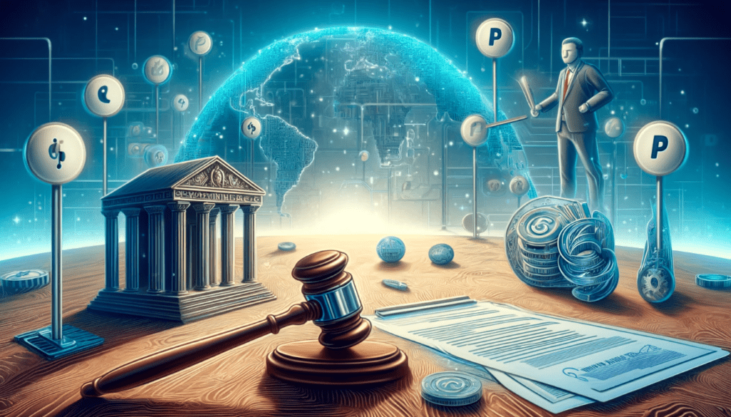 Image of a gavel on a digital background symbolizing PayPal's policy changes regarding NFT transactions