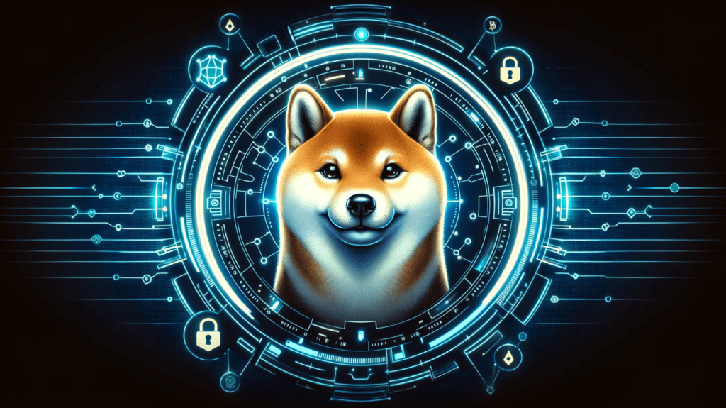 Shiba Inu's new blockchain concept art featuring digital encryption elements