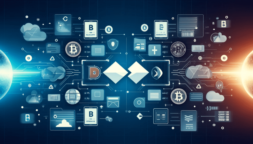 BlockFi and Coinbase logos with digital currency symbols, representing the partnership for crypto withdrawals