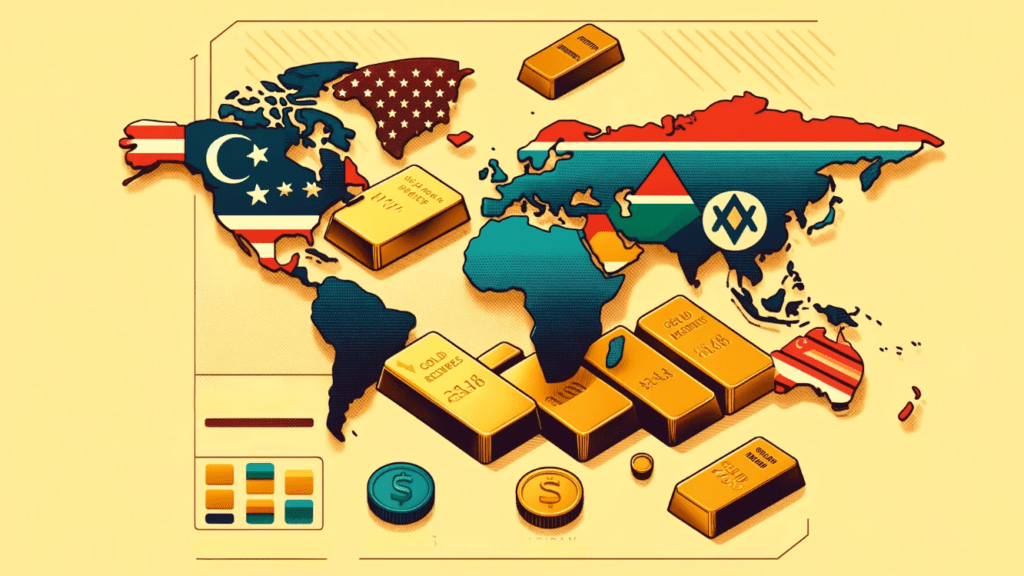 Map highlighting Middle Eastern and African countries withdrawing gold from the US