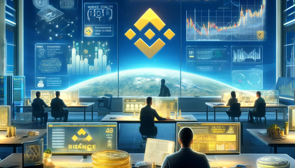 Illustration of Binance's compliance measures with MiCA regulations, showing stablecoins being regulated, European Parliament, and digital assets with June 30 highlighted